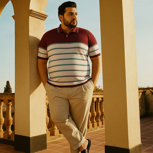 Maroon Stripe Polo T-shirt