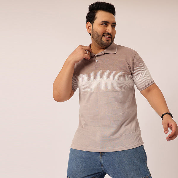 Doeskin Jacquard Knitted Polo T-shirt