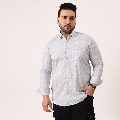 Light Grey Printed Plus Size Shirt