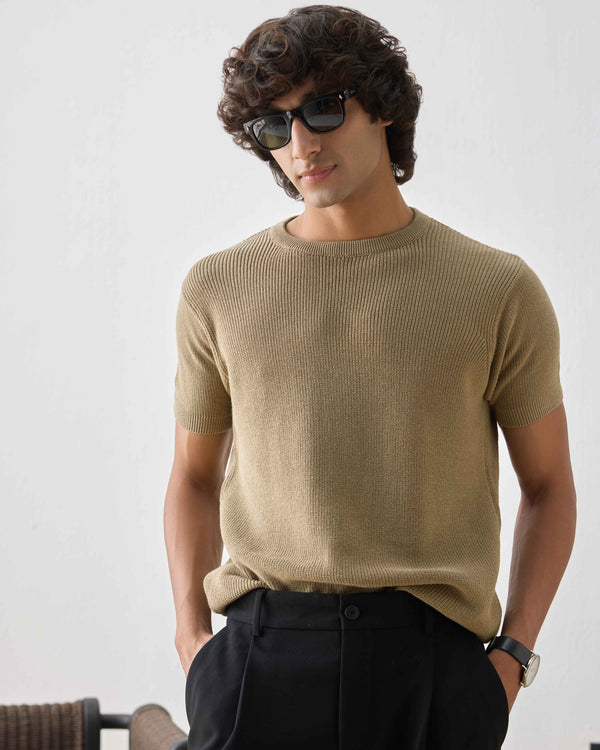 Textured  crew neck T-shirt