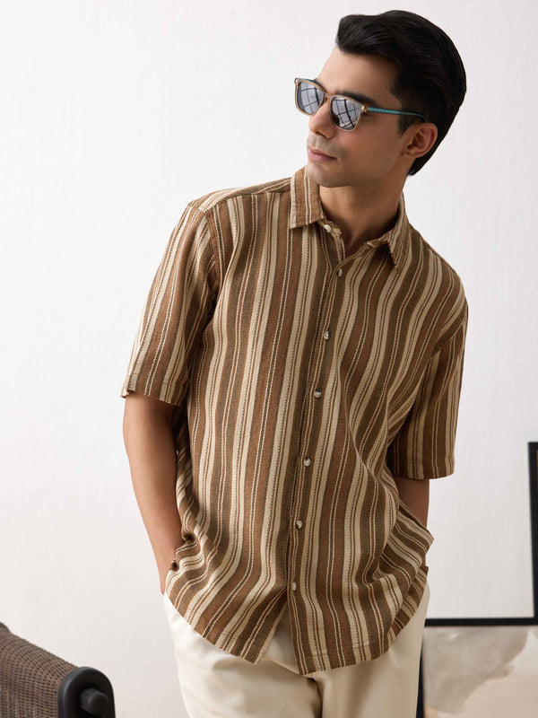 Textured Stripe Relaxed Fit  shirt