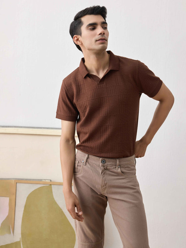 Check box Textured Relaxed Fit Polo