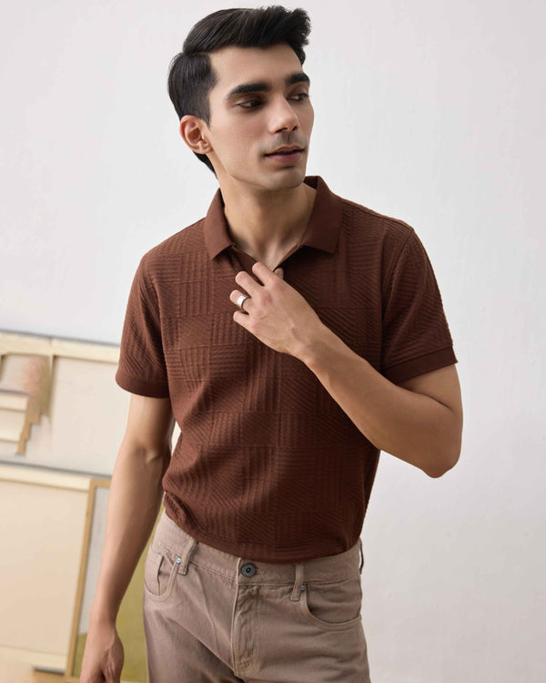 Check box Textured Relaxed Fit Polo