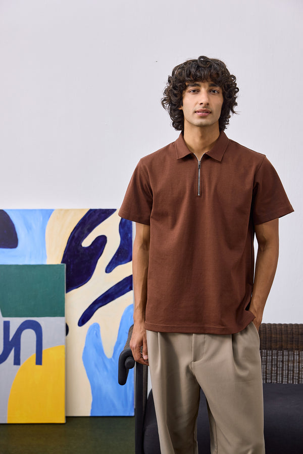 Canvas Statment Zipper Polo
