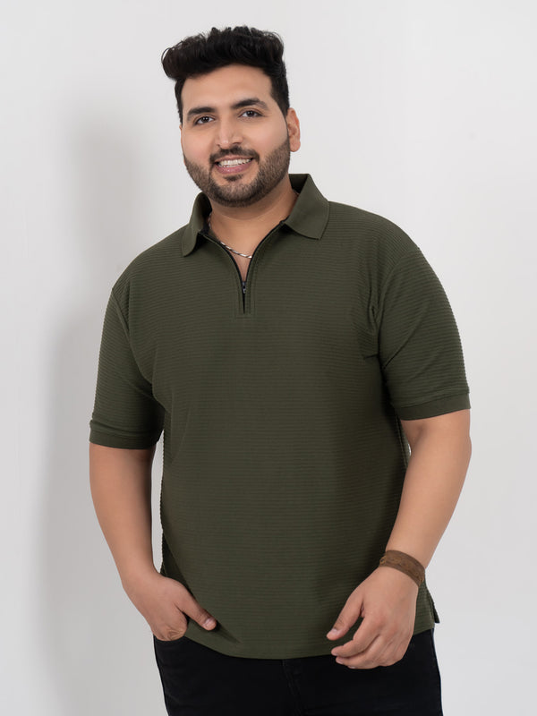 Interlock Zipper Knitted Polo T-shirt